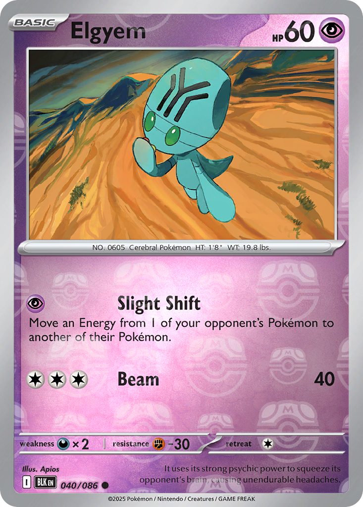 Elgyem 040/086 Black Bolt Pokémon card