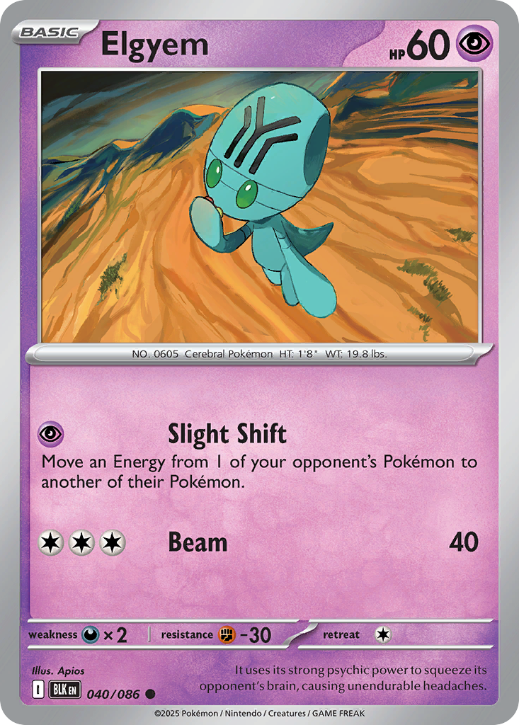 Elgyem 040/086 Black Bolt Pokémon card