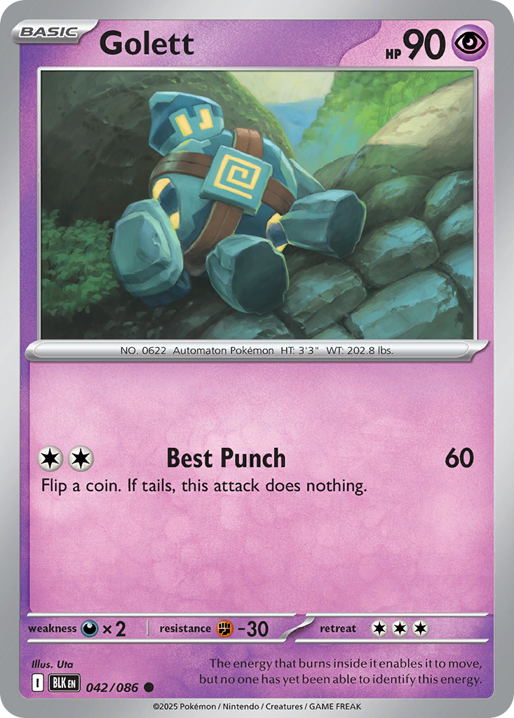 Golett 042/086 Black Bolt Pokémon card