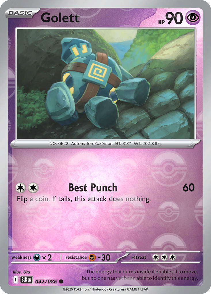 Golett 042/086 Black Bolt Pokémon card