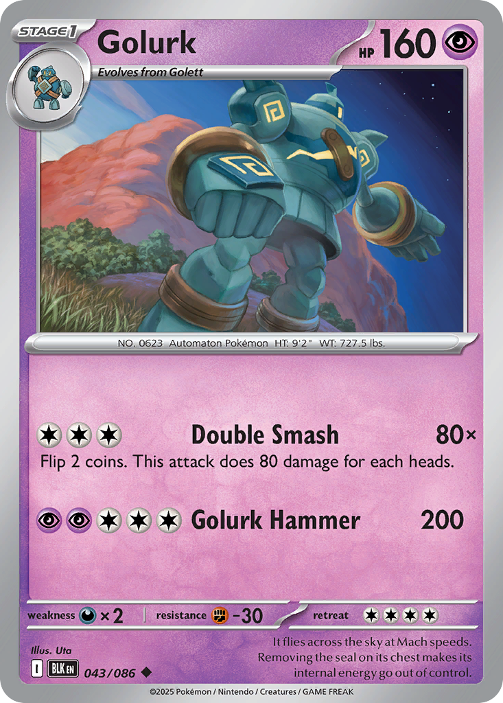 Golurk 043/086 Black Bolt Pokémon card
