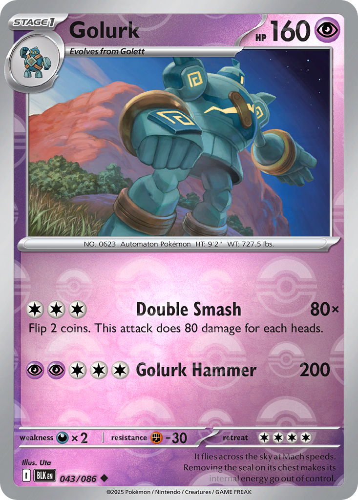 Golurk 043/086 Black Bolt Pokémon card