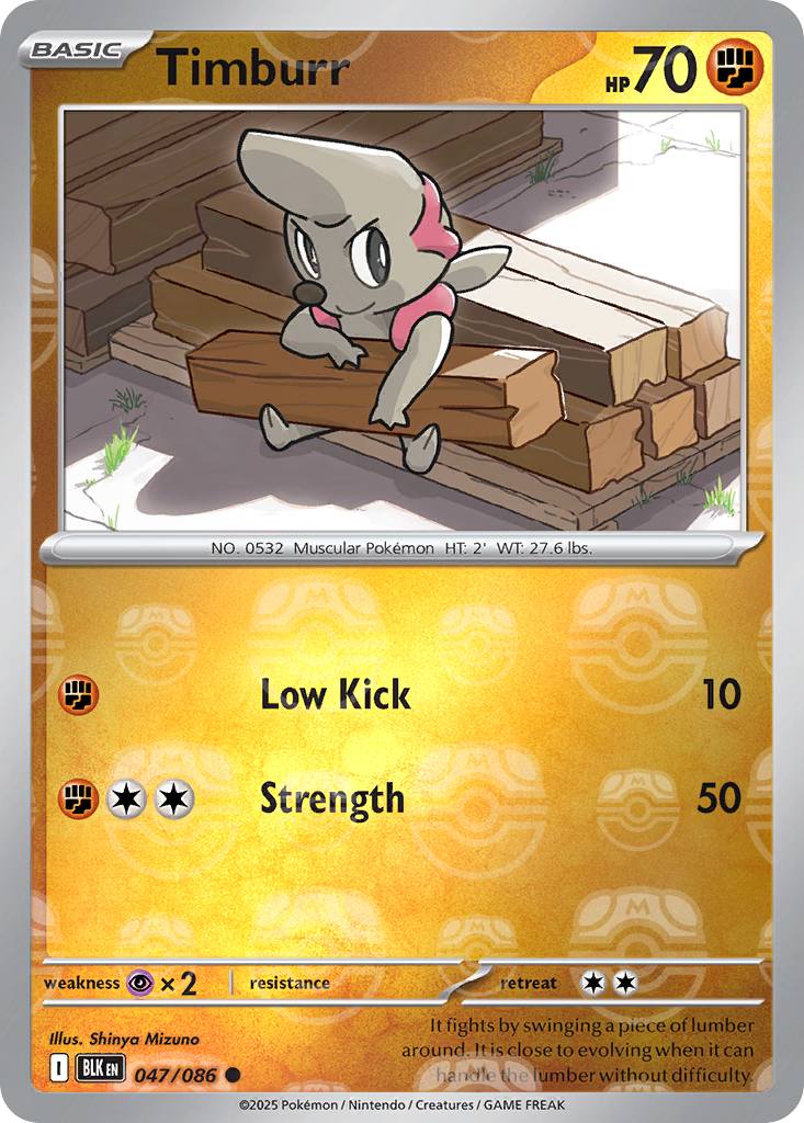 Timburr 047/086 Black Bolt Pokémon card