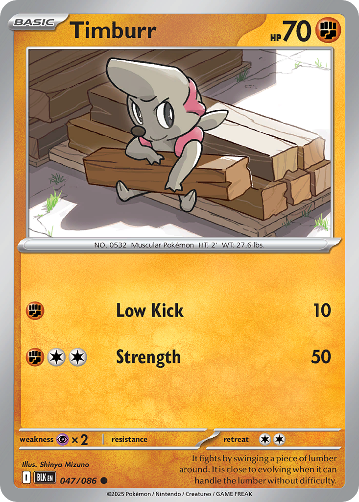 Timburr 047/086 Black Bolt Pokémon card