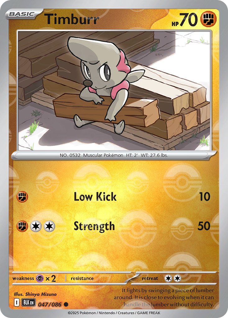 Timburr 047/086 Black Bolt Pokémon card