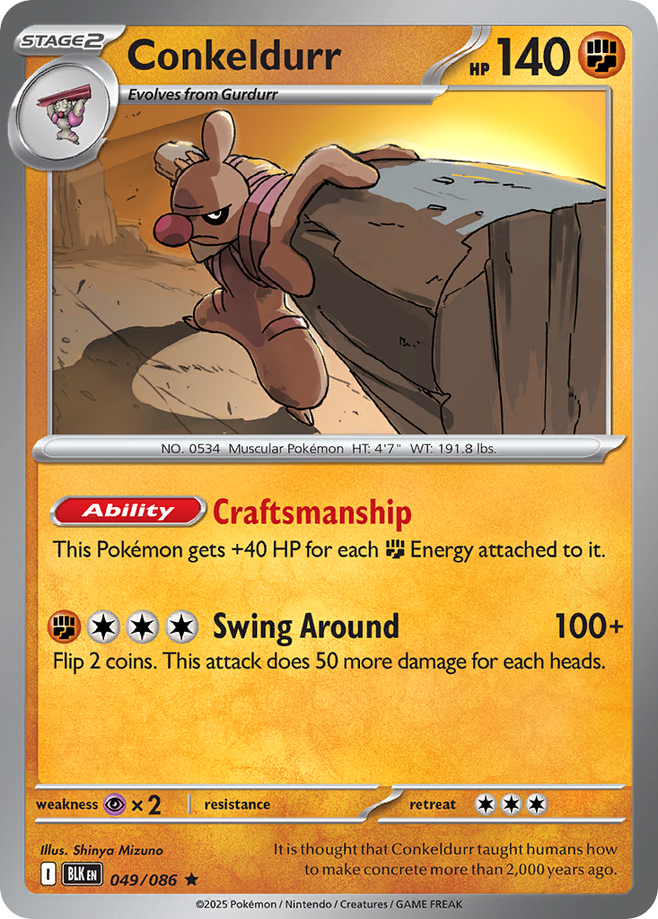 Conkeldurr 049/086 Black Bolt Pokémon card