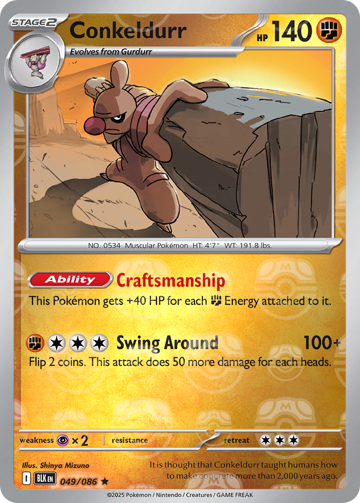 Conkeldurr 049/086 Black Bolt Pokémon card