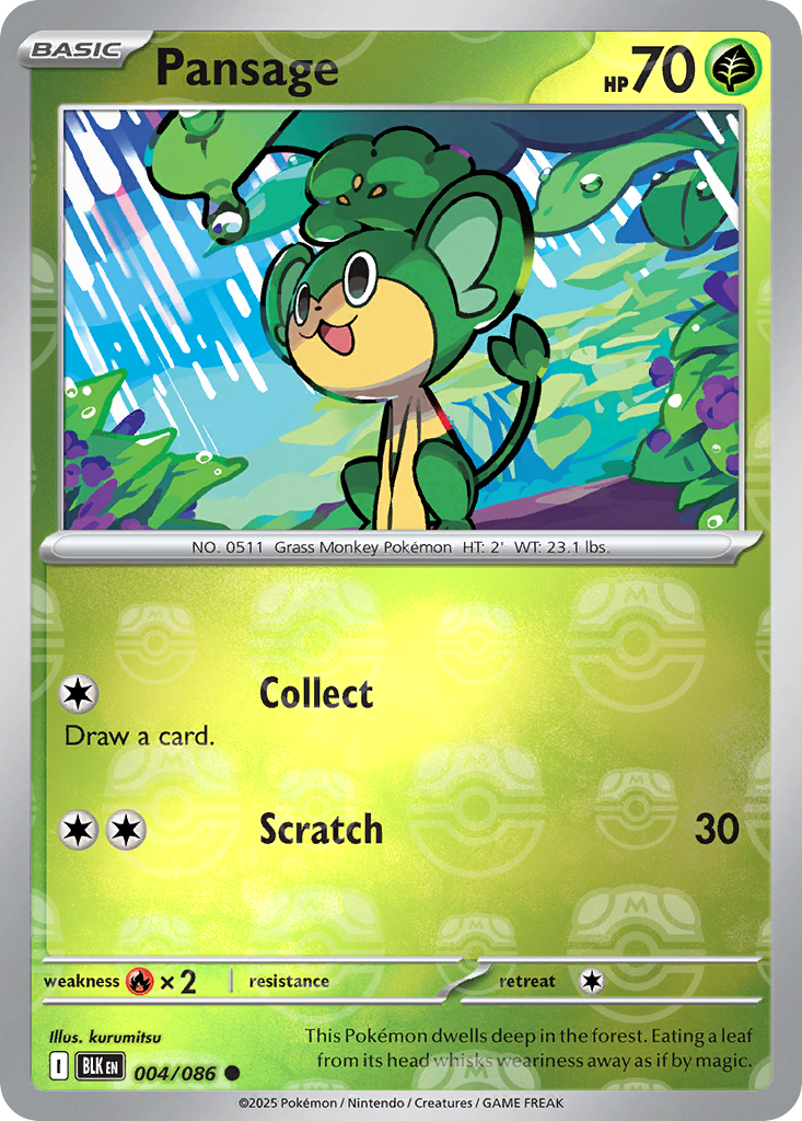 Pansage 004/086 Black Bolt Pokémon card
