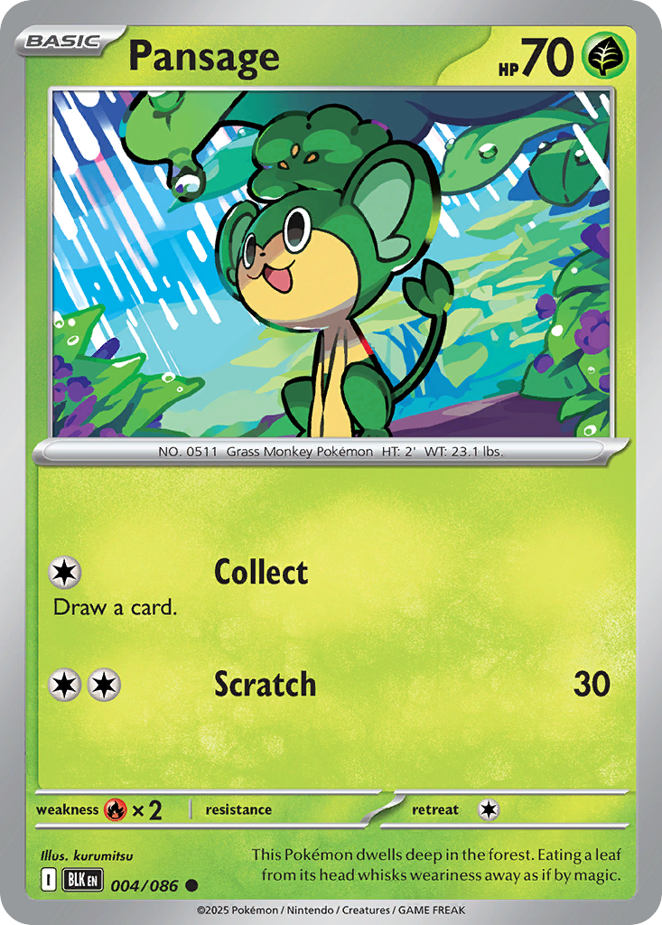 Pansage 004/086 Black Bolt Pokémon card