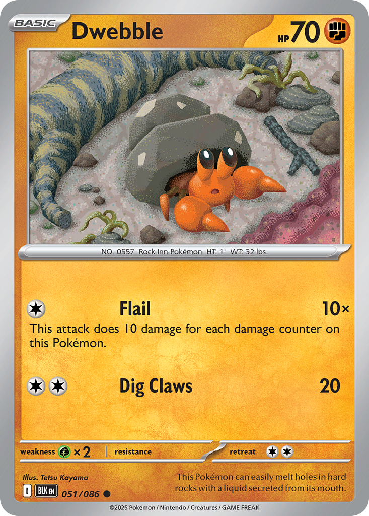 Dwebble 051/086 Black Bolt Pokémon card