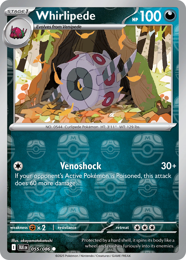 Whirlipede 055/086 Black Bolt Pokémon card