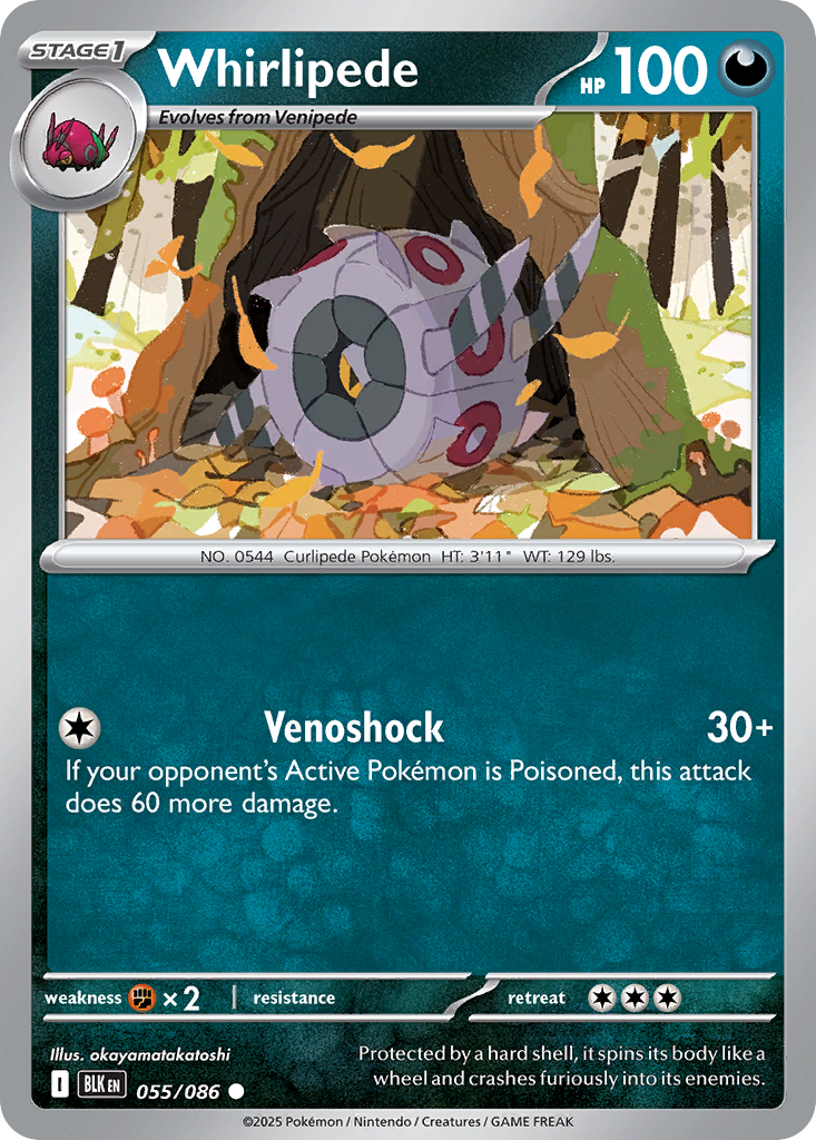 Whirlipede 055/086 Black Bolt Pokémon card