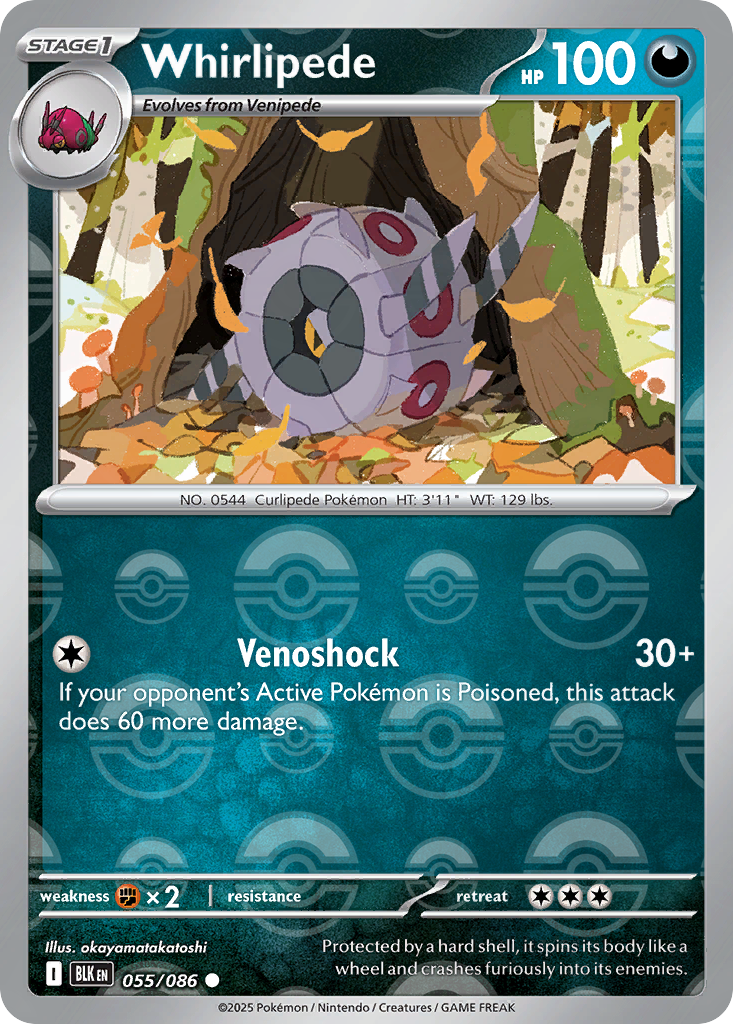 Whirlipede 055/086 Black Bolt Pokémon card