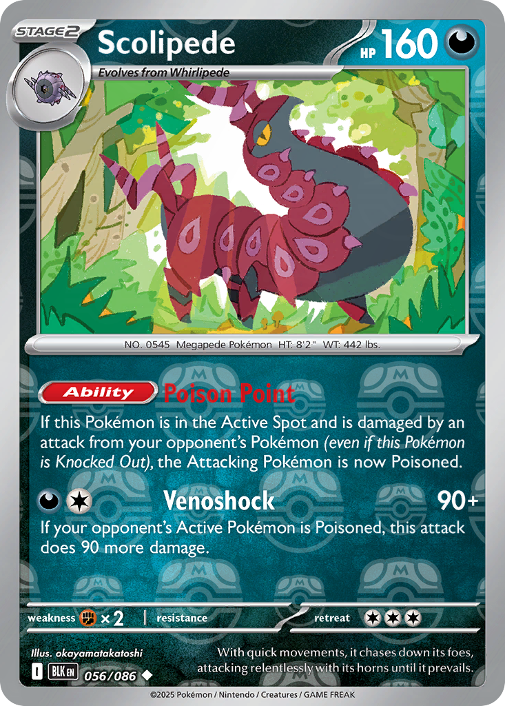 Scolipede 056/086 Black Bolt Pokémon card