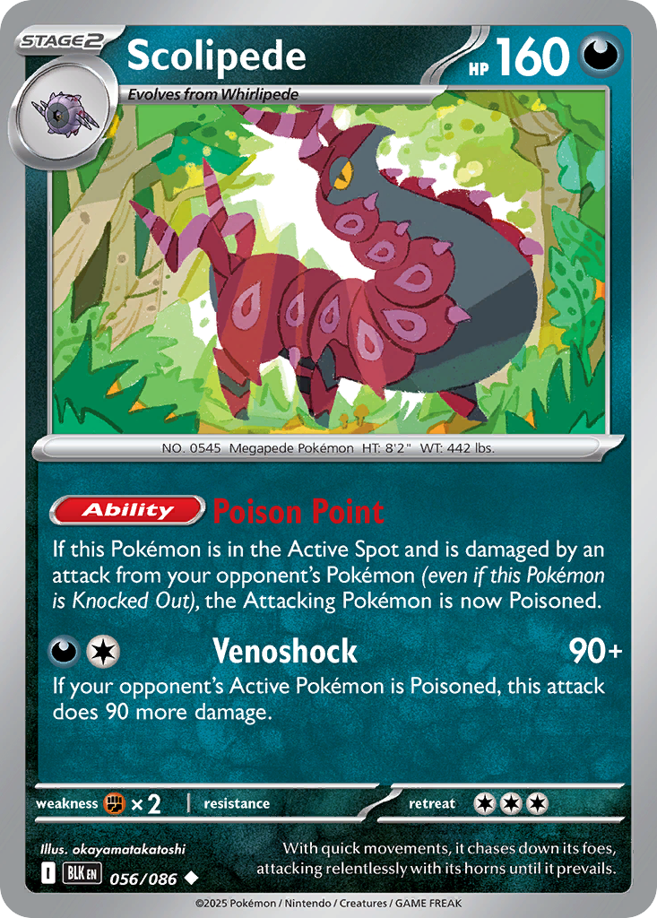 Scolipede 056/086 Black Bolt Pokémon card