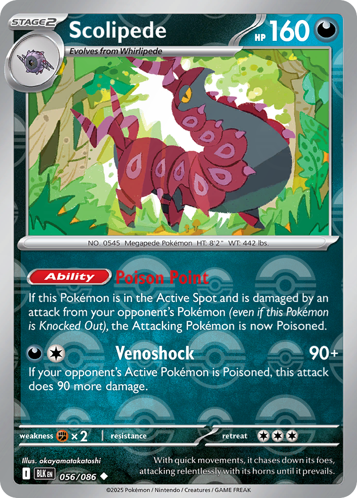 Scolipede 056/086 Black Bolt Pokémon card