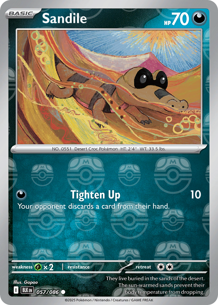 Sandile 057/086 Black Bolt Pokémon card