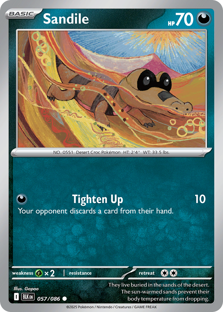 Sandile 057/086 Black Bolt Pokémon card