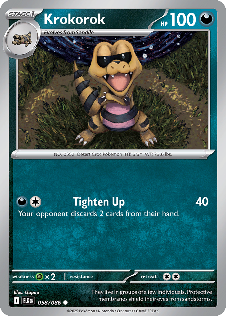 Krokorok 058/086 Black Bolt Pokémon card