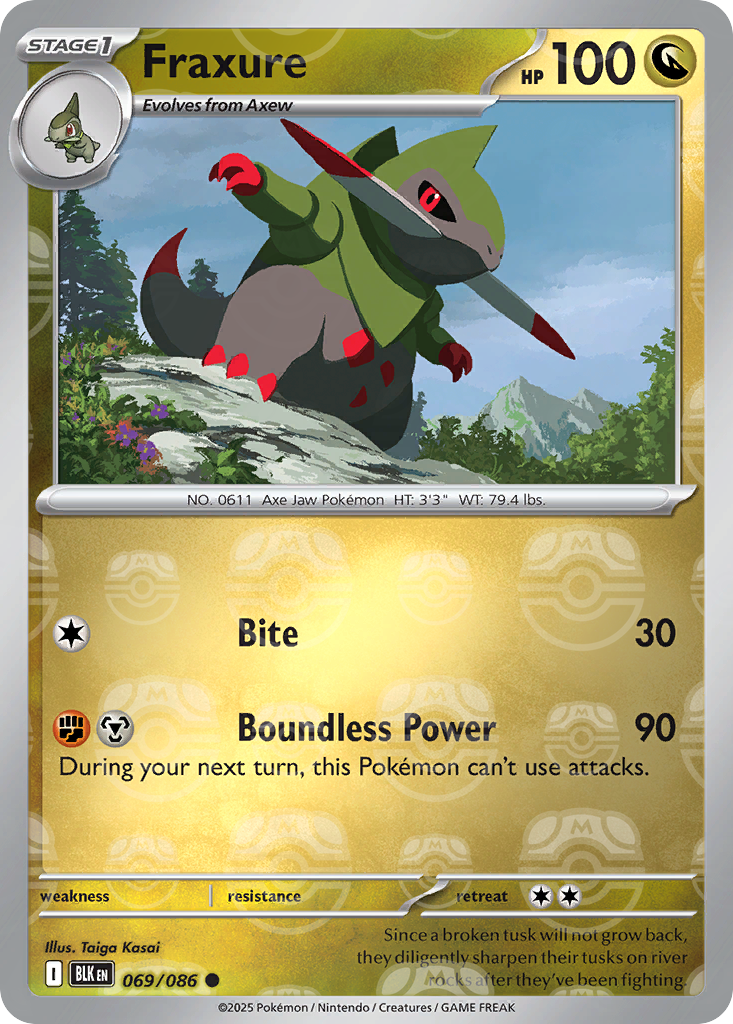 Fraxure 069/086 Black Bolt Pokémon card