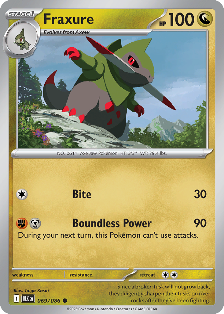 Fraxure 069/086 Black Bolt Pokémon card