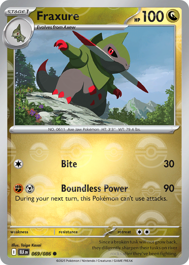 Fraxure 069/086 Black Bolt Pokémon card