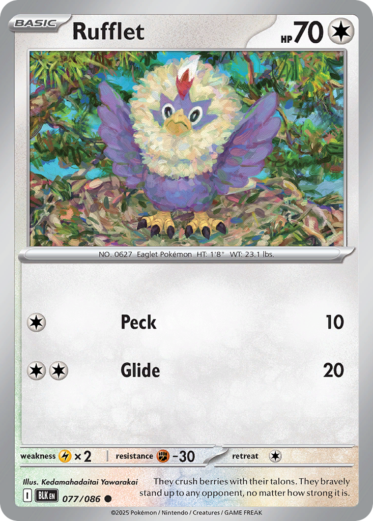 Rufflet 077/086 Black Bolt Pokémon card
