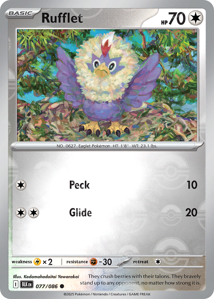 Rufflet 077/086 Black Bolt Pokémon card