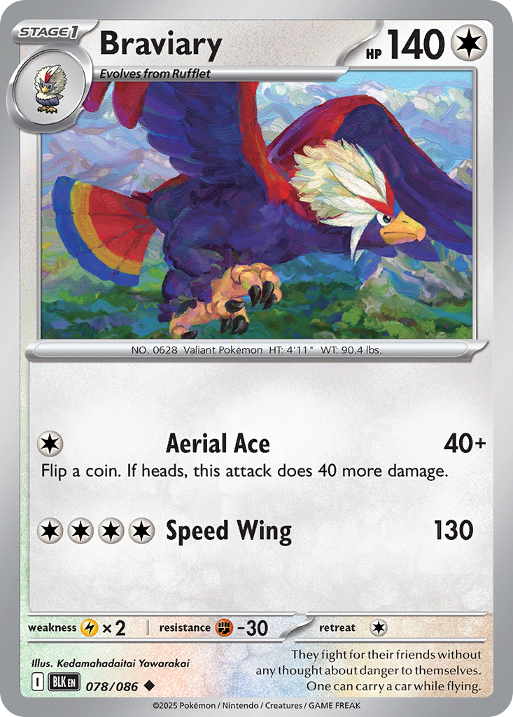 Braviary 078/086 Black Bolt Pokémon card