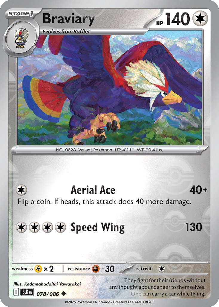 Braviary 078/086 Black Bolt Pokémon card